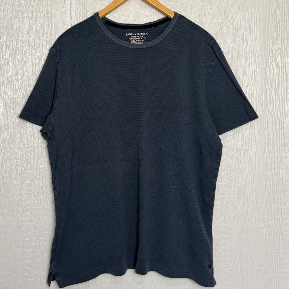 Banana Republic Luxe Touch Performance Tee Mens XXL Gray Cotton Ribbed T-Shirt
